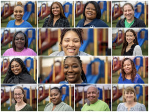 A collage of 13 Rayner teachers
